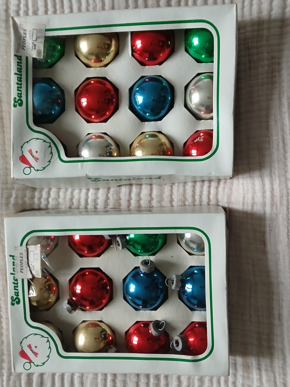 Vintage Santaland Glass Christmas Ornaments/ 1970s Christmast Decor